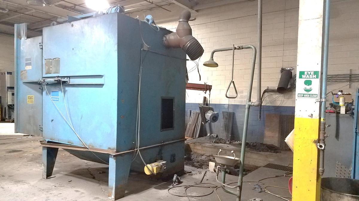 Pangborn #ES1881, monorail style spinner hanger, (2) 25 HP wheels, 55" dia x 60" H capacity, 1994 - Image 3