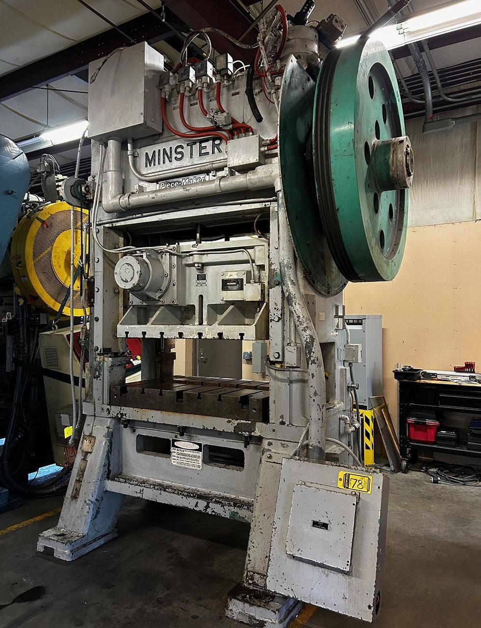 100 Ton, Minster #P2-100-48, straight side double crank, 1" stroke, 21.5" Shut Height, 150 SPM, 31" x48"bed - Image 1