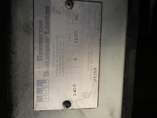 CSL switchgear, 2400 Volts, 1200 amp, serial #JB398 - Image 6