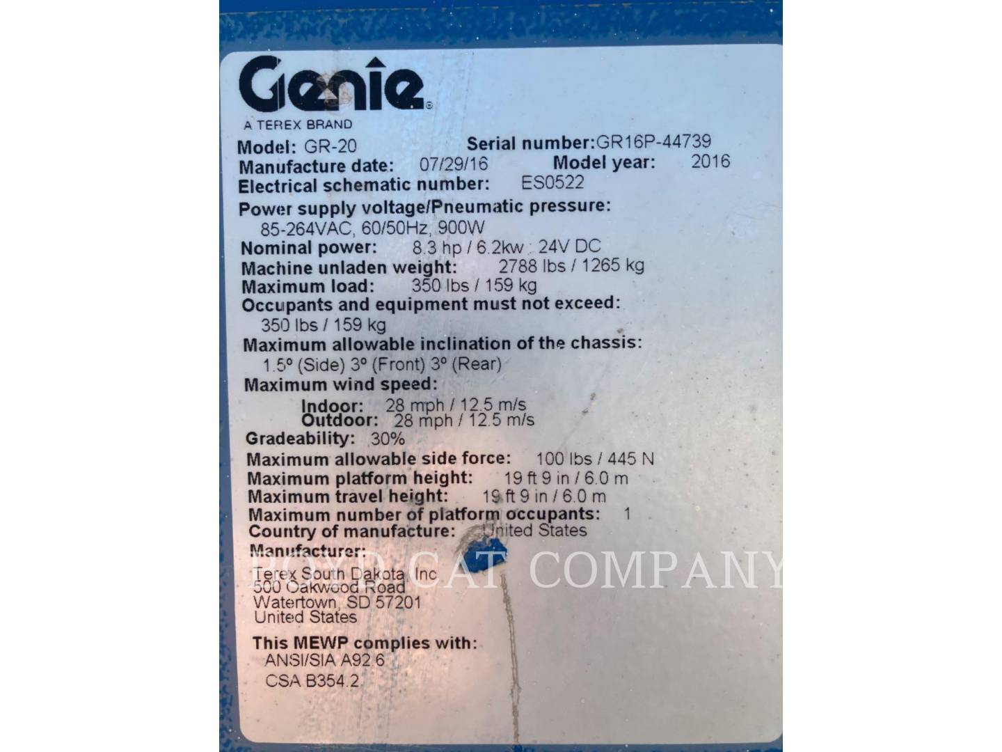 Genie Industries GR20 G84, Articulated Boom Lift, 427 hours, S/N: GR16P-44739, 2017 - Image 6