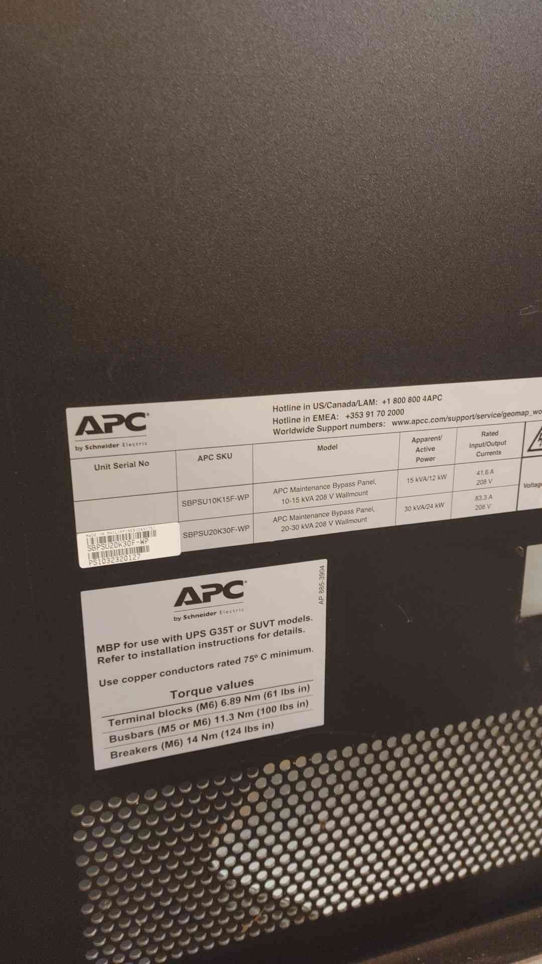 APC Smart-UPS-VT/Galaxy, Maintenance Bypass Panel, 5BP5U20K30F-WP, 30.0 KVA - Image 3