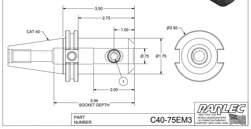 PARLEC C40-75EM3 - CAT 40 - Tool Holder - Image 8
