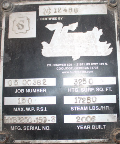 500 HP Hurst, Boiler System, 150 PSI, 3250 sq.ft. heat area, 2006 - Image 3