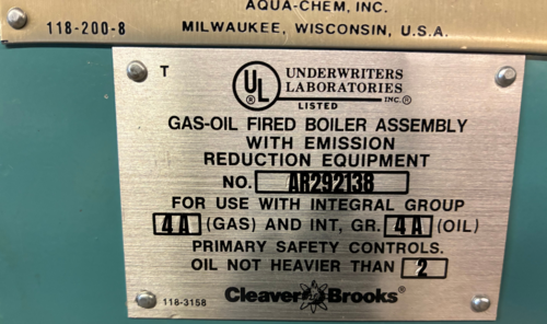 350 HP Cleaver-Brooks #CB, Steam Boiler, 15 PSI, 14,288,000 BTUH, 2002 (3 available) - Image 4