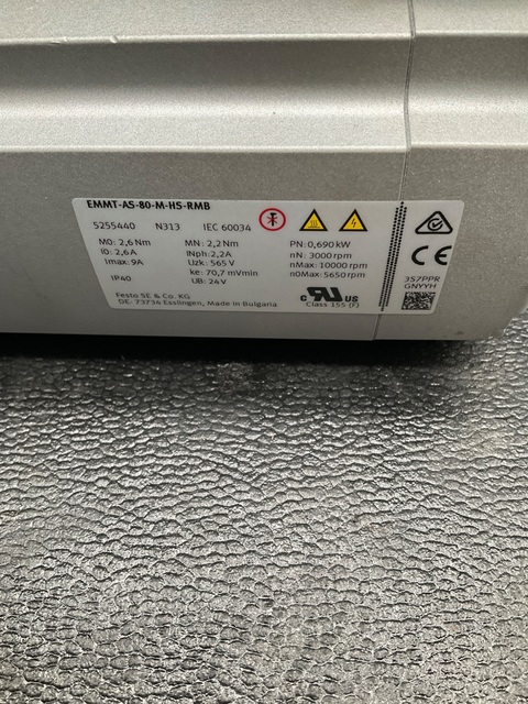 Festo emmt-as-80-m-hs-rmb servo motor 10000rpm absolute encoder used - Image 2