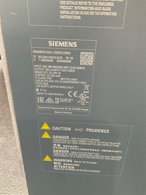 Siemens #6sl3210-5he13-5uf0 s210 servo drive 3.5kw 3ph 480v used - Image 5