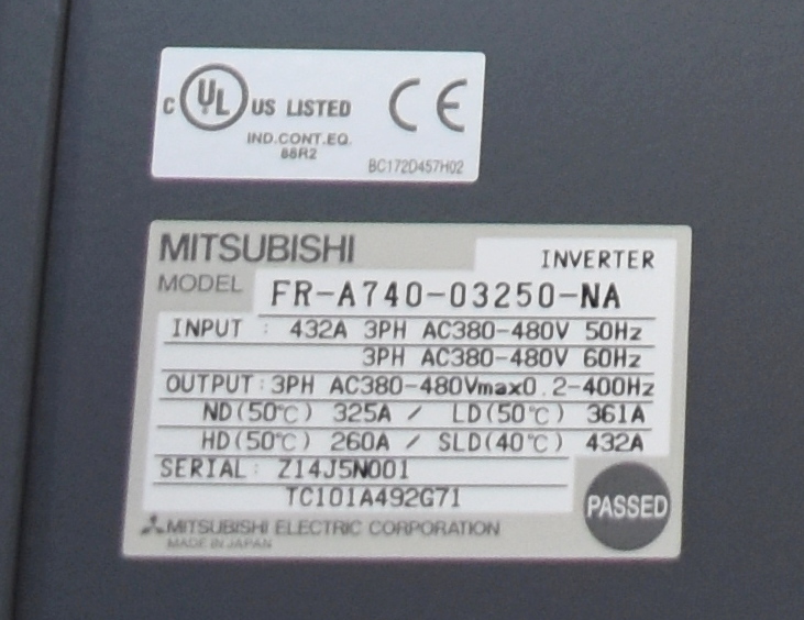 200 HP Mitsubishi VFD, FR-A740-03250-NA, 3 drives available, un-used/never used - Image 4