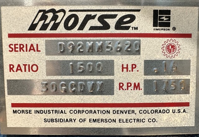 .16 HP @ 1750 RPM, Morse #30GCDVX, gear reducer, 1500.00 :1 ratio - Image 6