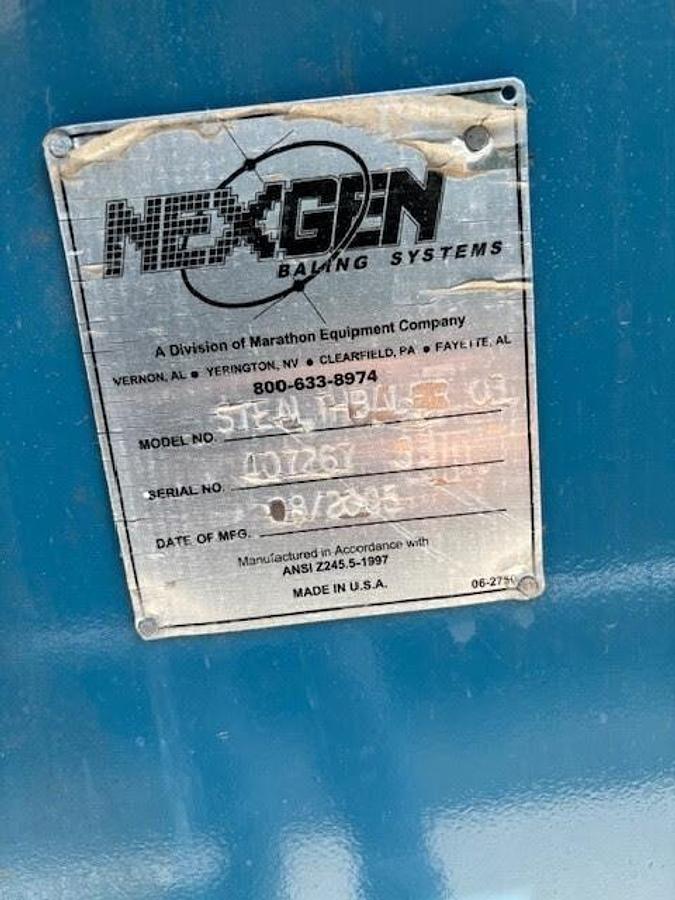 Marathon Nexgan #Stealth, horizontal closed door baler, 20 HP, 46" x 60" feed opening, 42" x 48" x 72" bale - Image 4