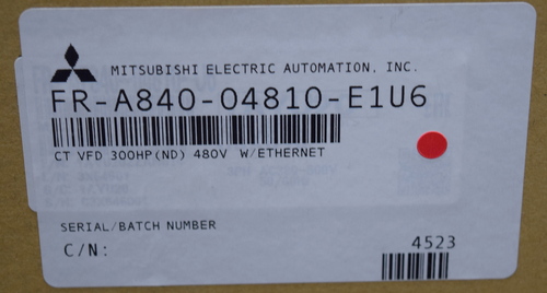300 HP Mitsubishi, FR-A840-04810-E1-US, variable speed frequency drive inverters, ethernet, never used, 2023 - Image 10