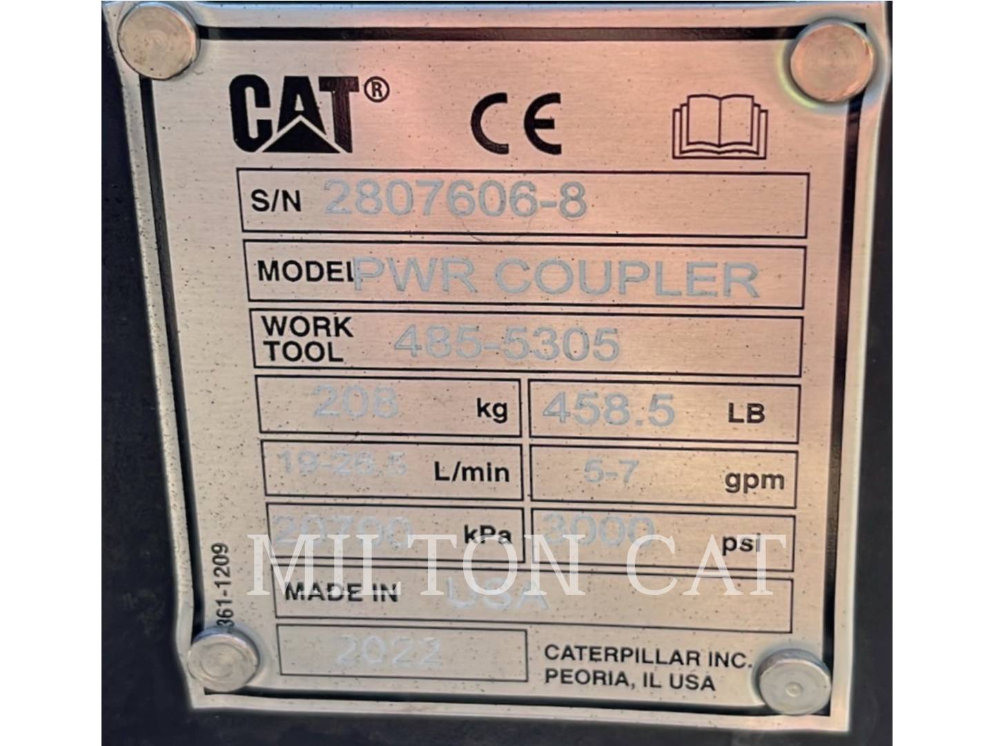 Caterpillar 307-309 HYDRAULIC TILTING PIN GRAB COUPLER, Quick Coupler, S/N: 28076068, 2022 - Image 5
