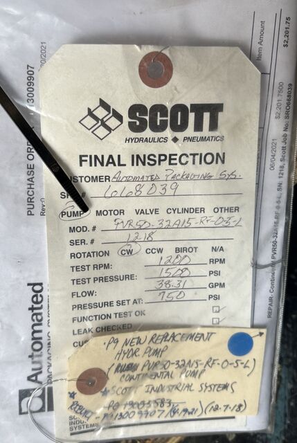 Scott PVR50-32A15-RF-0-5-L, Hydraulic Pump, 1200 RPM, 1500 PSI - Image 2