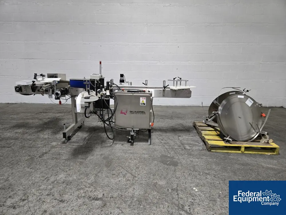 Quadrel #Moduline, In-Line Labeler, Stainless Steel, hot stamp printer & reject, on wheels, 220 V. - Image 1