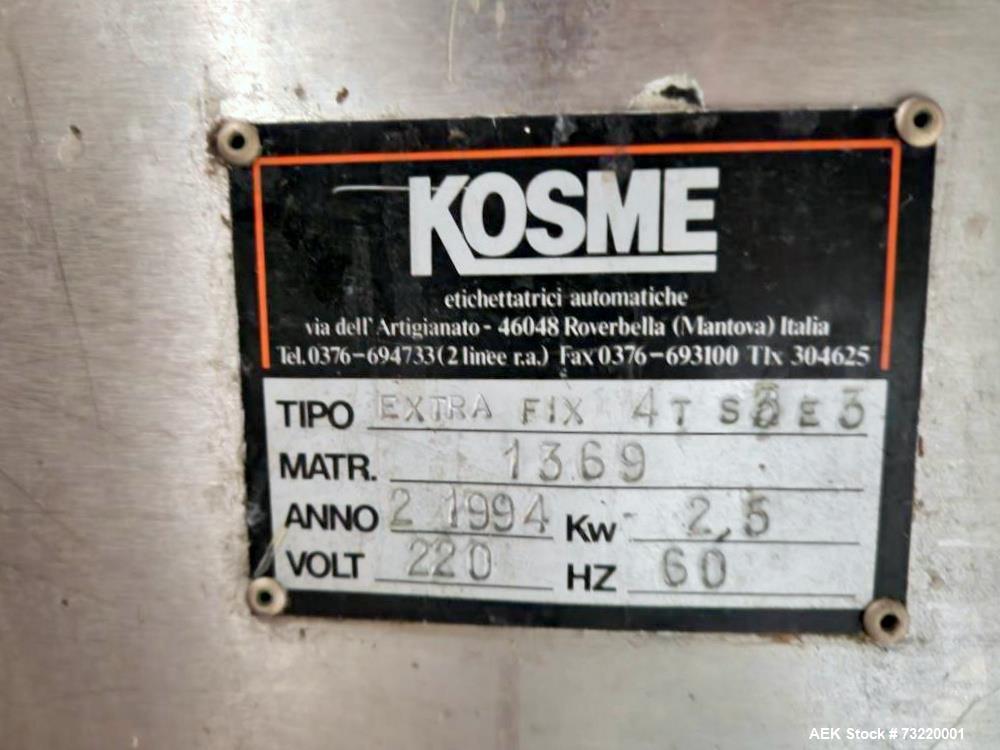 Kosme #Extra-Fix-4T-S3E3, Labeler, 6000 Bottles/Hr, 220 V., Stainless Steel - Image 3