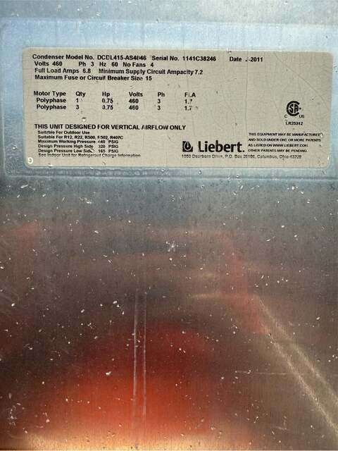 Liebert #DCDL415-AS4046, Air Cooled Condenser, 4-fan, 460 V., 3PH, 2011 - Image 5