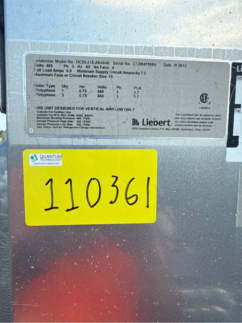 Liebert #DCDL415-AS4046, Air Cooled Condenser, 4-fan, 460 V., 3PH, 2011 - Image 7