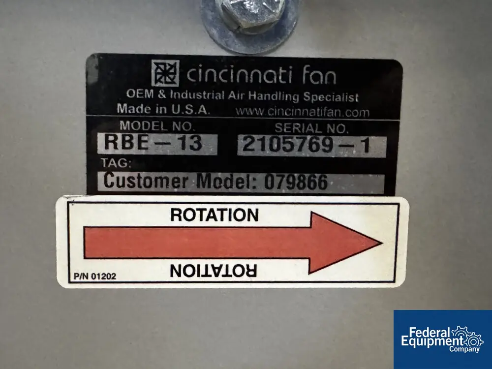 Cincinnati #RBE-13, Fan Blower, Carbon Steel, 3 HP, 230/460 V., 12.5" inlet, 10" x 12" outlet - Image 2