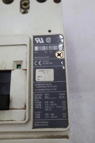 Cutler-hammer hm2p400x5ws10 motor circuit protector series c 600vac stock #3218 - Image 3