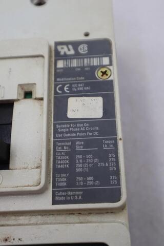 Cutler-hammer hm2p400x5ws10 motor circuit protector series c stock #3206 - Image 3