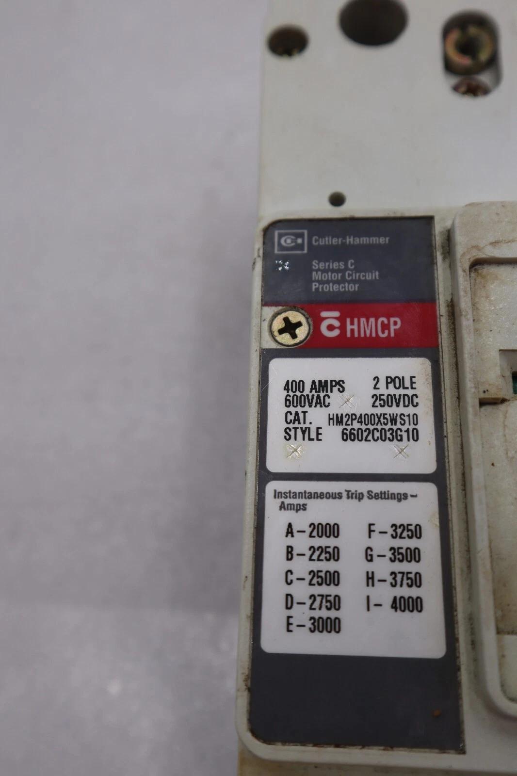 Cutler-hammer hm2p400x5ws10 motor circuit protector series c 600vac stock #3221 - Image 2