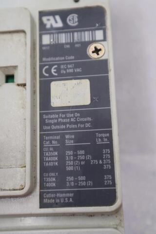 Cutler-hammer hm2p400x5ws10 motor circuit protector series c stock #3202 - Image 3