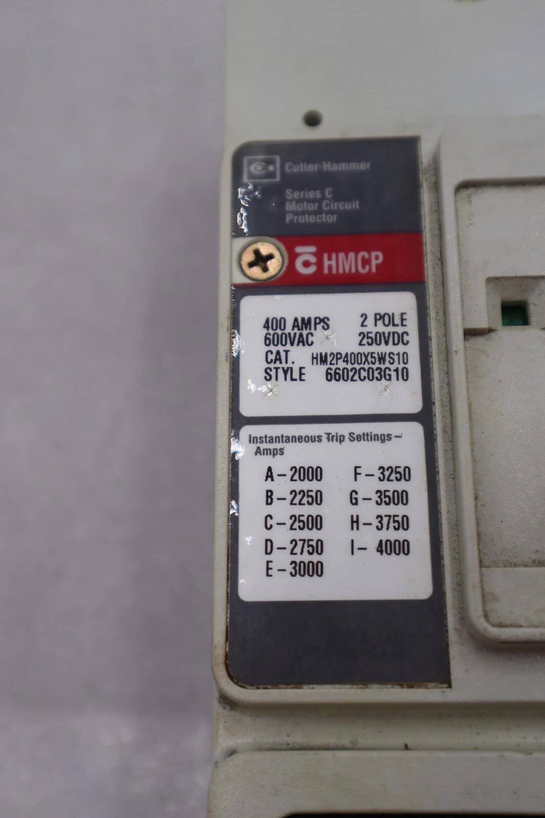 Cutler-hammer hm2p400x5ws10 motor circuit protector series c stock #3202 - Image 7