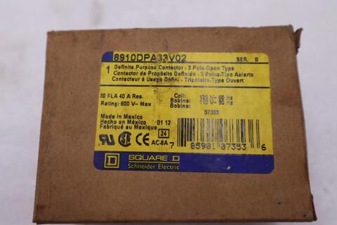 Square D 8910DPA33V02 Definite Purpose Contactor 3 Pole Open Type STOCK H818A 785901073536 - Image 4