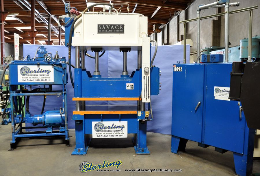 60 Ton, Savage #60HTP, 4-post hyd.blanking trim press, light curtains, PLC, 1992, #A2756 - Image 4