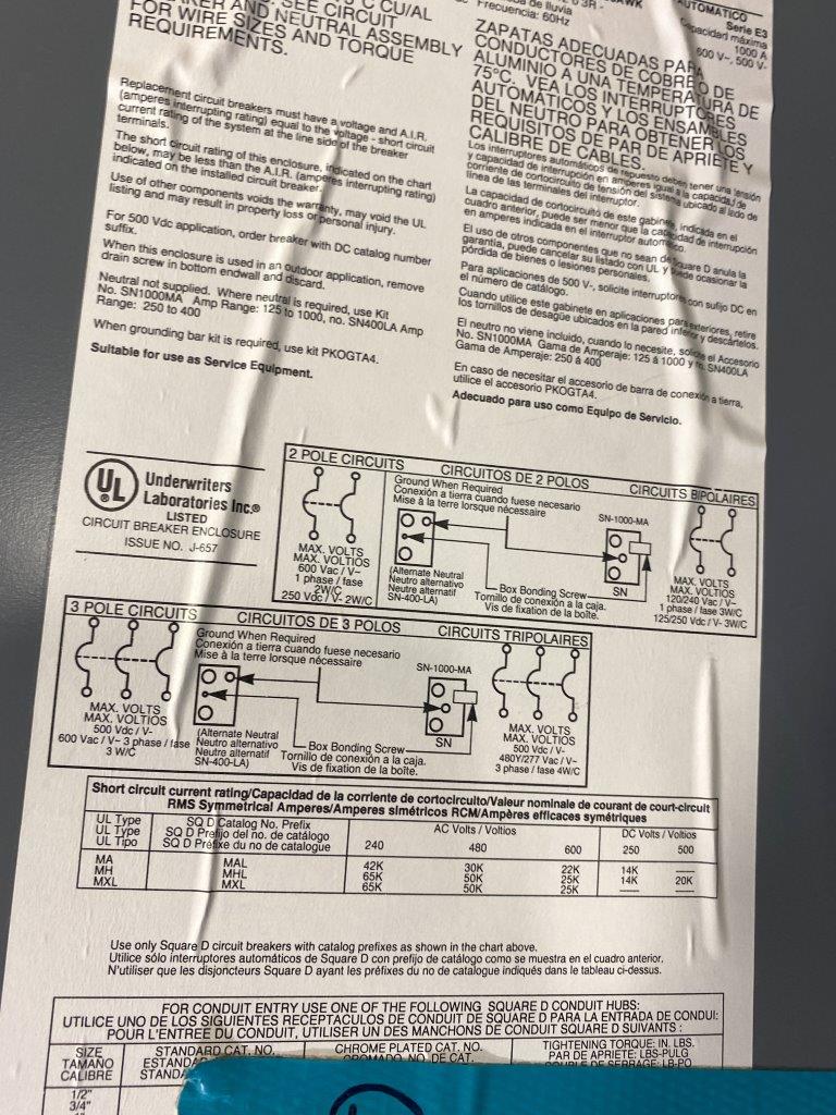 800 Amp. Square D, safety switch breaker encl, 600 Volts - Image 6