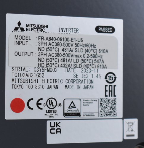 400 HP Mitsubishi, FR-A840-06100-E1-U6, VFD, inverter drive, never used / un-used (8 available) - Image 7