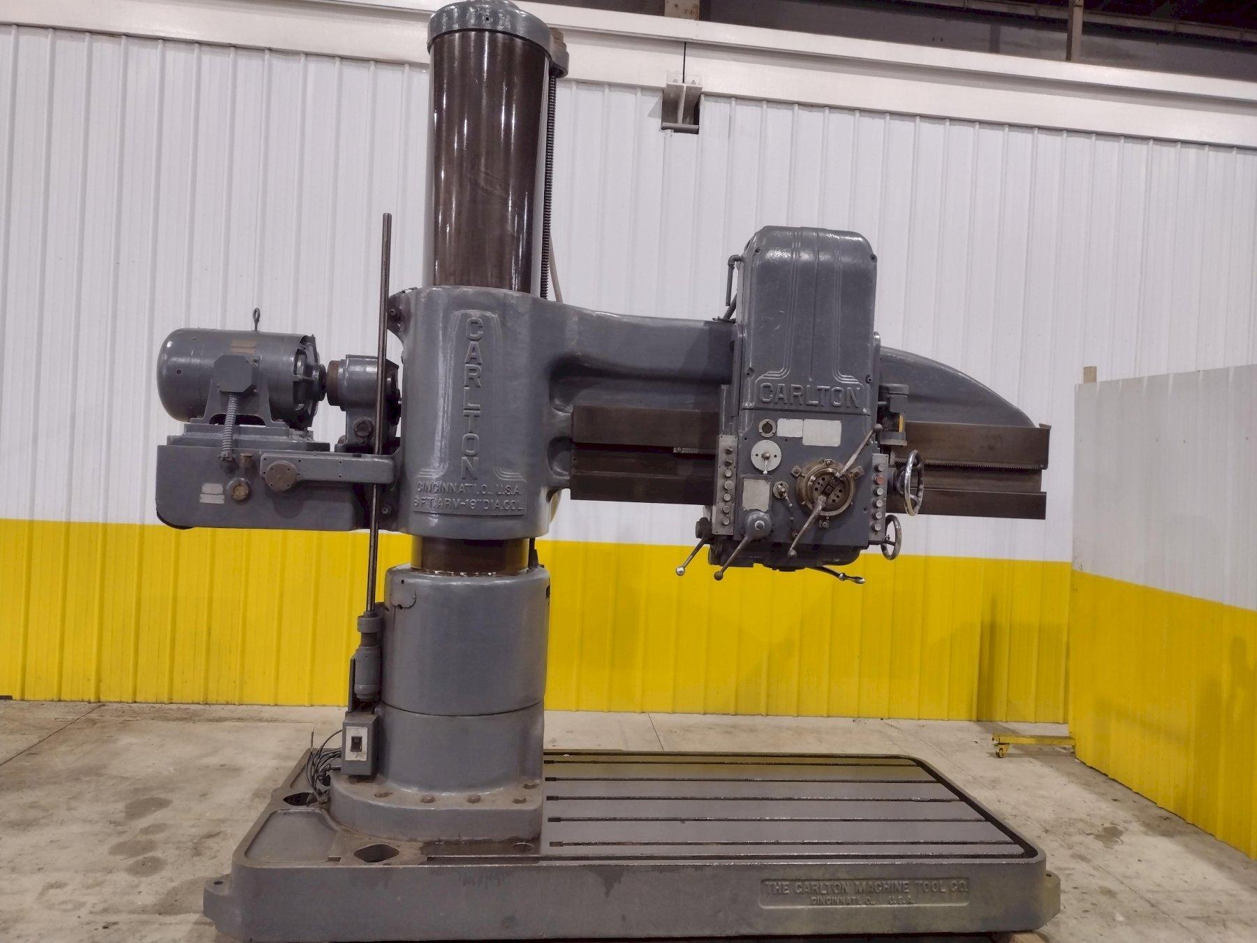 6' -19" Carlton #4A, radial arm drill, 15-1500 RPM, 20" spindle travel, 4" spindle diameter, power clamping / - Image 1