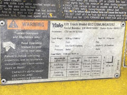 12000 lb. Yale #GLC120M, LP-gas forklift, 2002 - Image 3