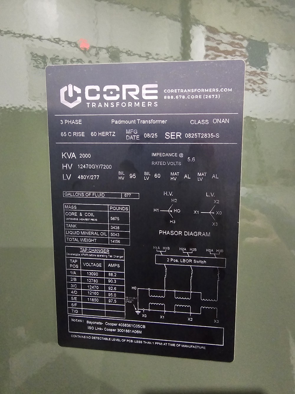 2000 KVA 12470GrdY/7200 Primary, 480Y/277 Secondary, Pad, proCORE - Image 1