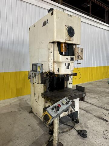 88 Ton, Aida #NC1-80(2), gap frame press, 6.3" stroke, 12.6" Shut Height, 3.15" adj., 40-85 SPM, air clutch & - Image 2