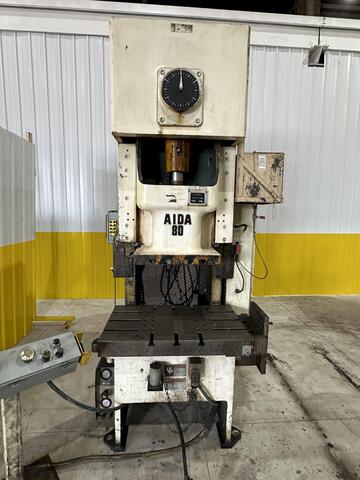 88 Ton, Aida #NC1-80(2), gap frame press, 6.3" stroke, 12.6" Shut Height, 3.15" adj., 40-85 SPM, air clutch & - Image 5