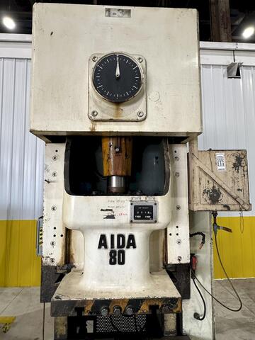 88 Ton, Aida #NC1-80(2), gap frame press, 6.3" stroke, 12.6" Shut Height, 3.15" adj., 40-85 SPM, air clutch & - Image 6