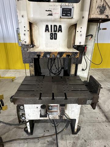 88 Ton, Aida #NC1-80(2), gap frame press, 6.3" stroke, 12.6" Shut Height, 3.15" adj., 40-85 SPM, air clutch & - Image 7