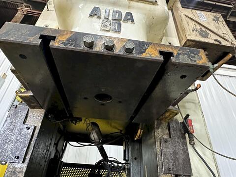 88 Ton, Aida #NC1-80(2), gap frame press, 6.3" stroke, 12.6" Shut Height, 3.15" adj., 40-85 SPM, air clutch & - Image 8