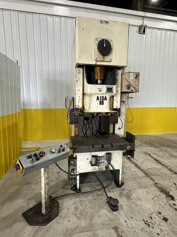 88 Ton, Aida #NC1-80(2), gap frame press, 6.3" stroke, 12.6" Shut Height, 3.15" adj., 40-85 SPM, air clutch & - Image 10