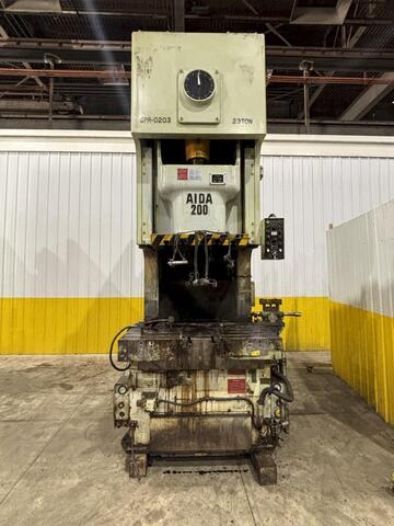 220 Ton, Aida #NC1-200(2), gap frame press, 9.84" stroke, 19.68" Shut Height, 4.33" adj., 57.7" x33" bed - Image 5
