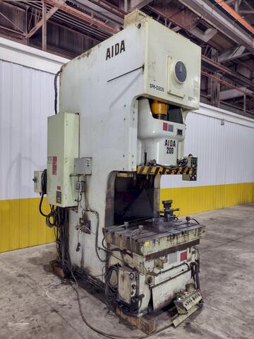 220 Ton, Aida #NC1-200(2), gap frame press, 9.84" stroke, 19.68" Shut Height, 4.33" adj., 57.7" x33" bed - Image 3