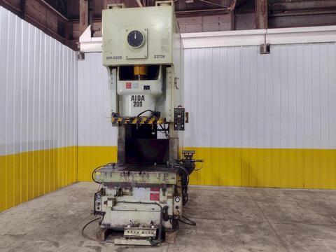 220 Ton, Aida #NC1-200(2), gap frame press, 9.84" stroke, 19.68" Shut Height, 4.33" adj., 57.7" x33" bed - Image 4