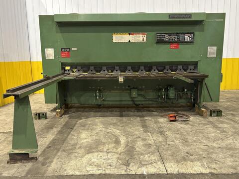 3/8" x 10' Cincinnati #375X10, hydraulic shear, 12 hydraulic holddown, 48" front operated power back gauge - Image 1