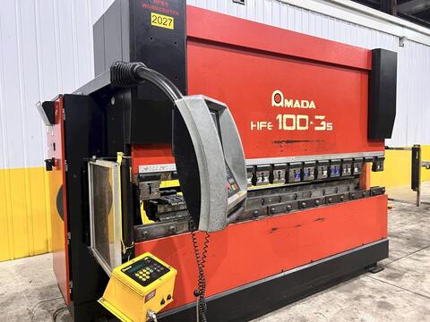 110 Ton, Amada #HFE100-3S, CNC hydraulic press brake, 10' overall, 106" between housing, 7.8" stroke, 16.5" - Image 5