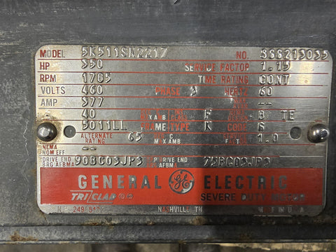 350 HP 1800 RPM General Electric 5K511SM2217, Frame 5011LL, TEFC, 4P, 460 Volts - Image 2