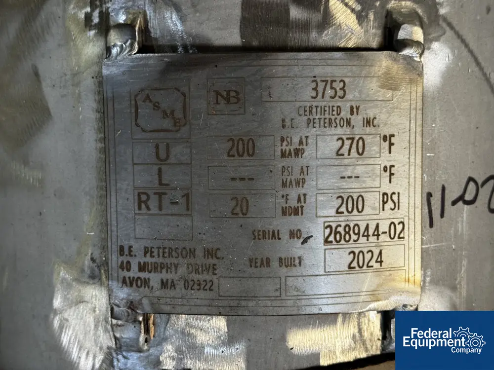 4" x 5' BE Peterson Distillation Column Reboiler Unit, 316 Stainless Steel, 200 psi, 270°F, 2024 - Image 6