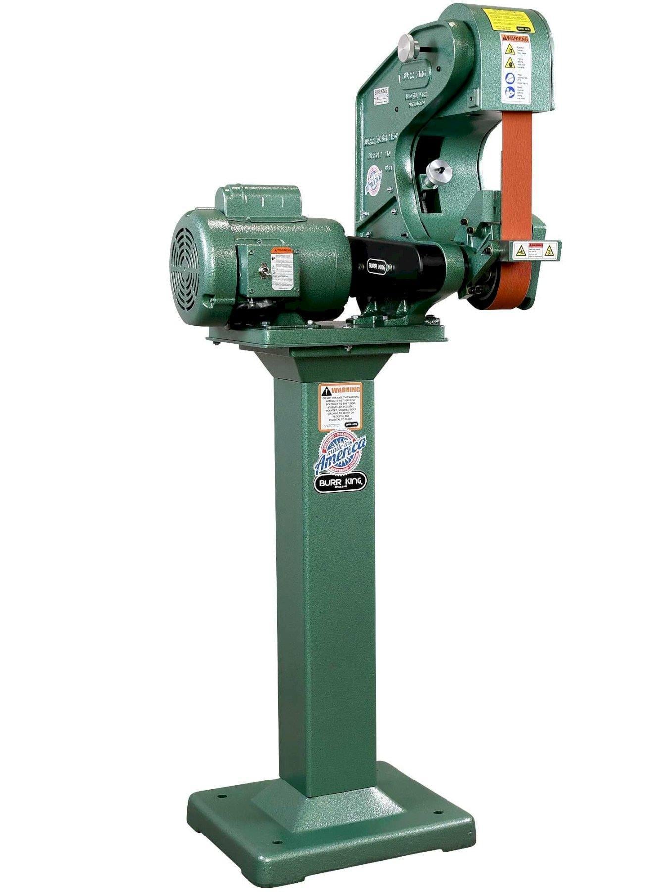 2" x 48" Burr King #482, belt grinder, 3-wheel 5" x 2", 7.5" throat, 120 V., 1 HP, 1ph, 6000 SFPM, NEW - Image 2