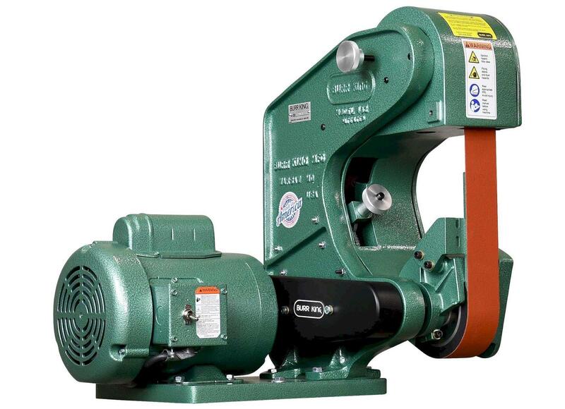 2" x 48" Burr King #482, belt grinder, 3-wheel 5" x 2", 7.5" throat, 120 V., 1 HP, 1ph, 6000 SFPM, NEW - Image 3