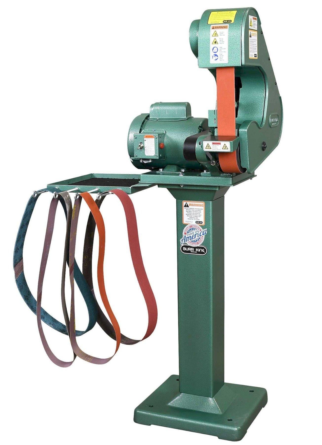 2" x 48" Burr King #482, belt grinder, 3-wheel 5" x 2", 7.5" throat, 120 V., 1 HP, 1ph, 6000 SFPM, NEW - Image 4