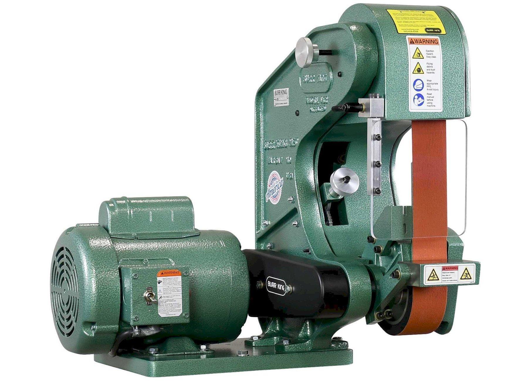 2" x 48" Burr King #482, belt grinder, 3-wheel 5" x 2", 7.5" throat, 120 V., 1 HP, 1ph, 6000 SFPM, NEW - Image 6